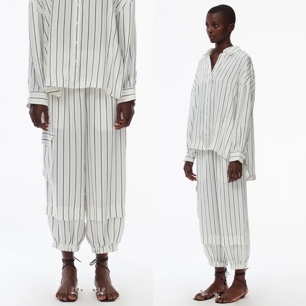 Tibi Anna Jogger in Ivory Black Stripe Size XS